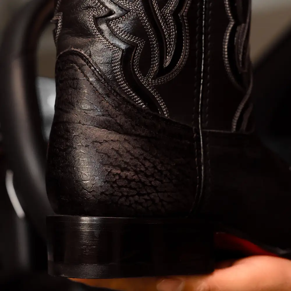 TOTAL BLACK Rough-Out Leather Boots - Square Toe