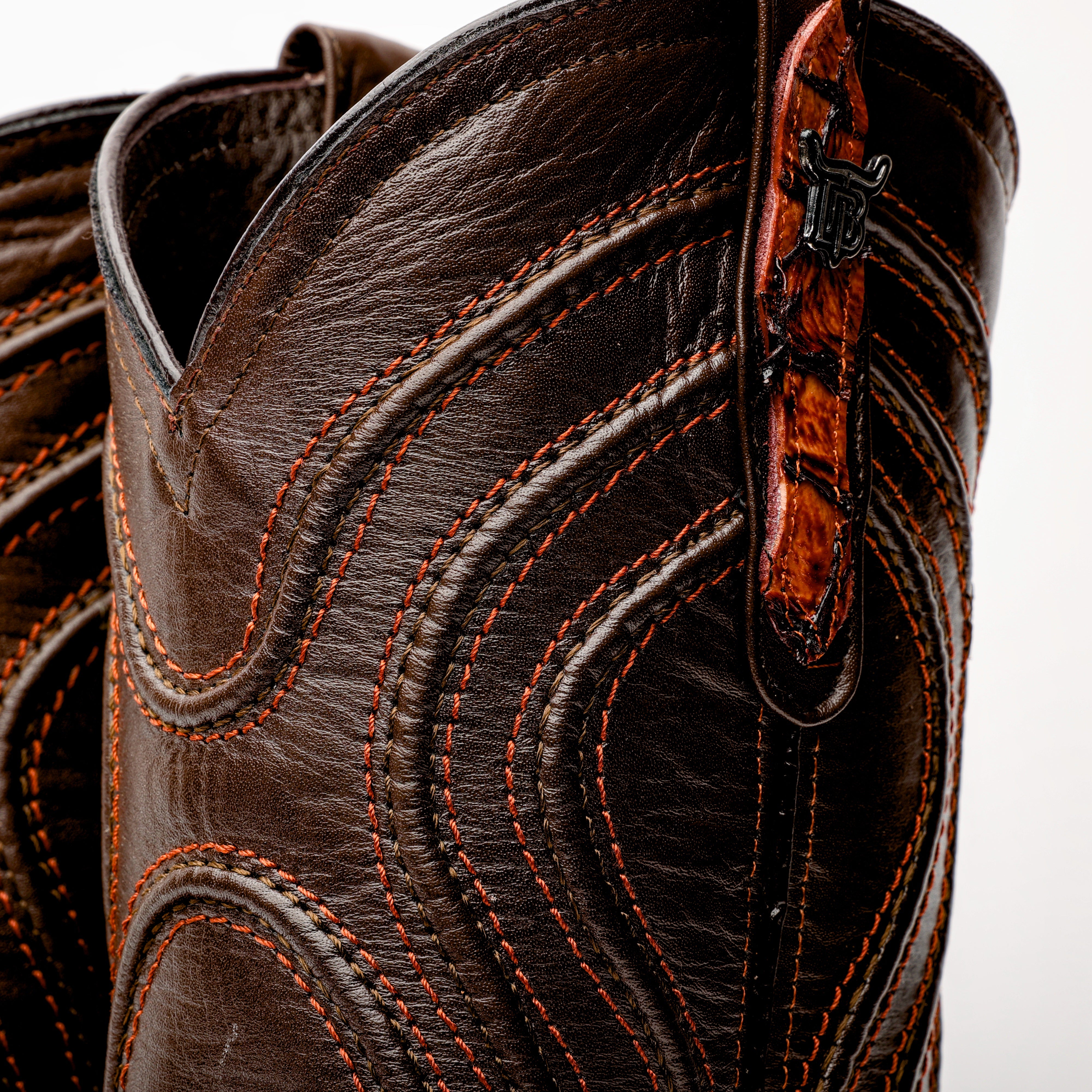 Cognac Mini Pirarucu Leather Boots - Square Toe