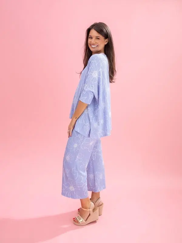 Ruffled floral pattern loose suit