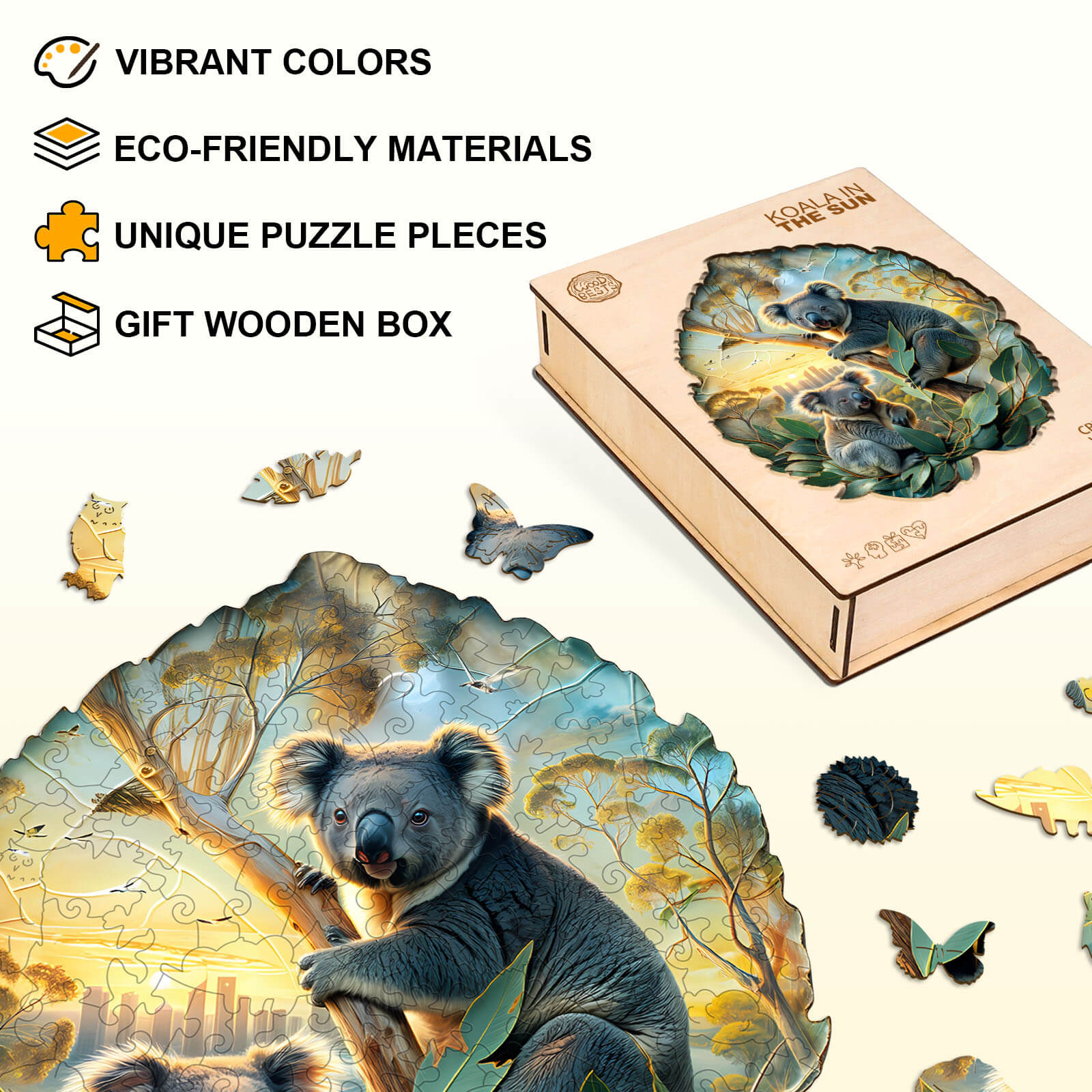 Koala in the sun Wooden Jigsaw Puzzle