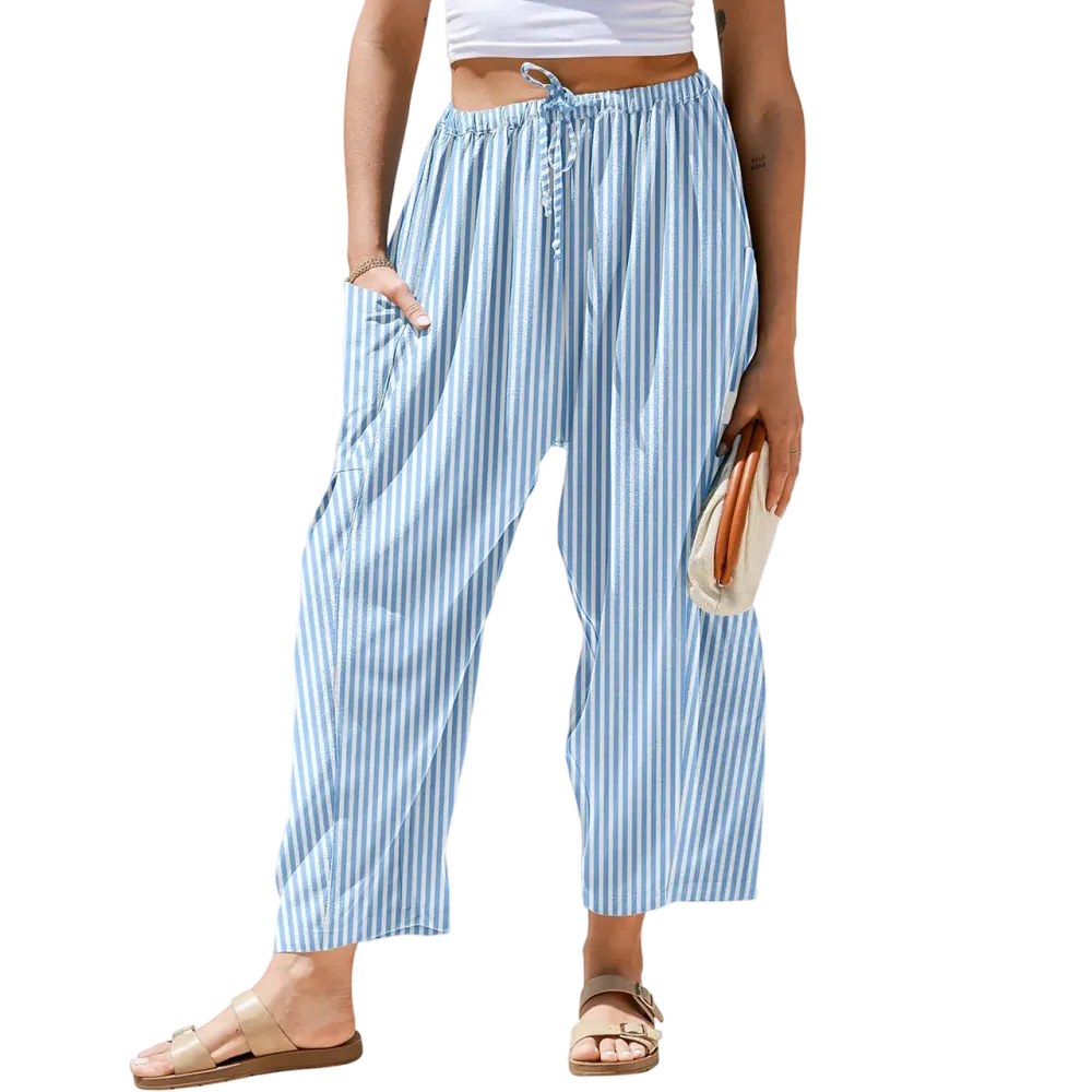 Womens Wide Leg Gingham Striped Plaid Pants