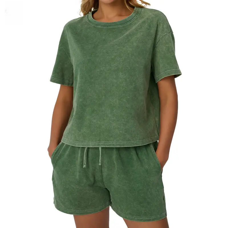 AUTOMET Y2K Fade Craft Casual Acid Wash 2-Piece Outfit | Women's Tank Top & Shorts Set | Spring Comfort Fit | No Bleach/Detergent Needed SpringStatements