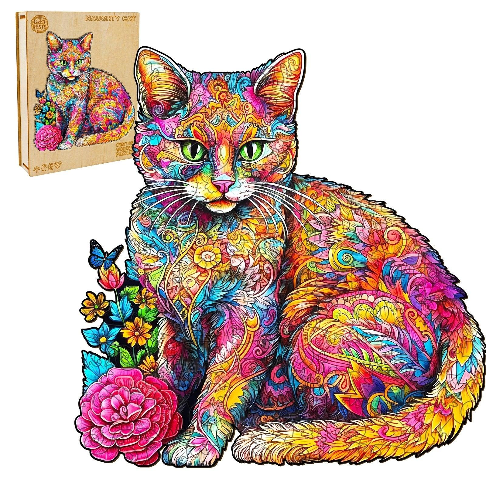 Naughty Cat Wooden Jigsaw Puzzle