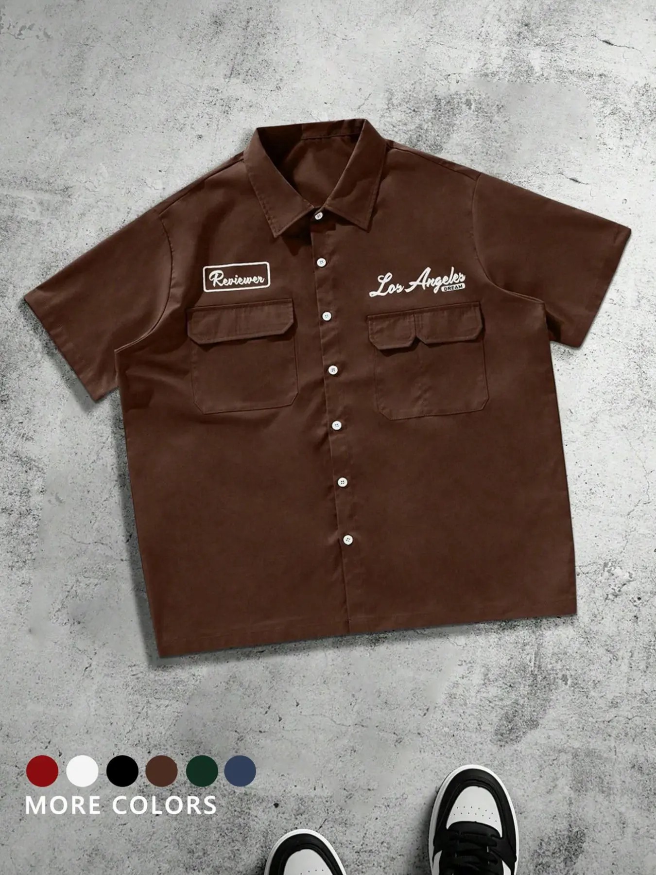 Men's Plus Size Casual Loose Fit Work Shirt