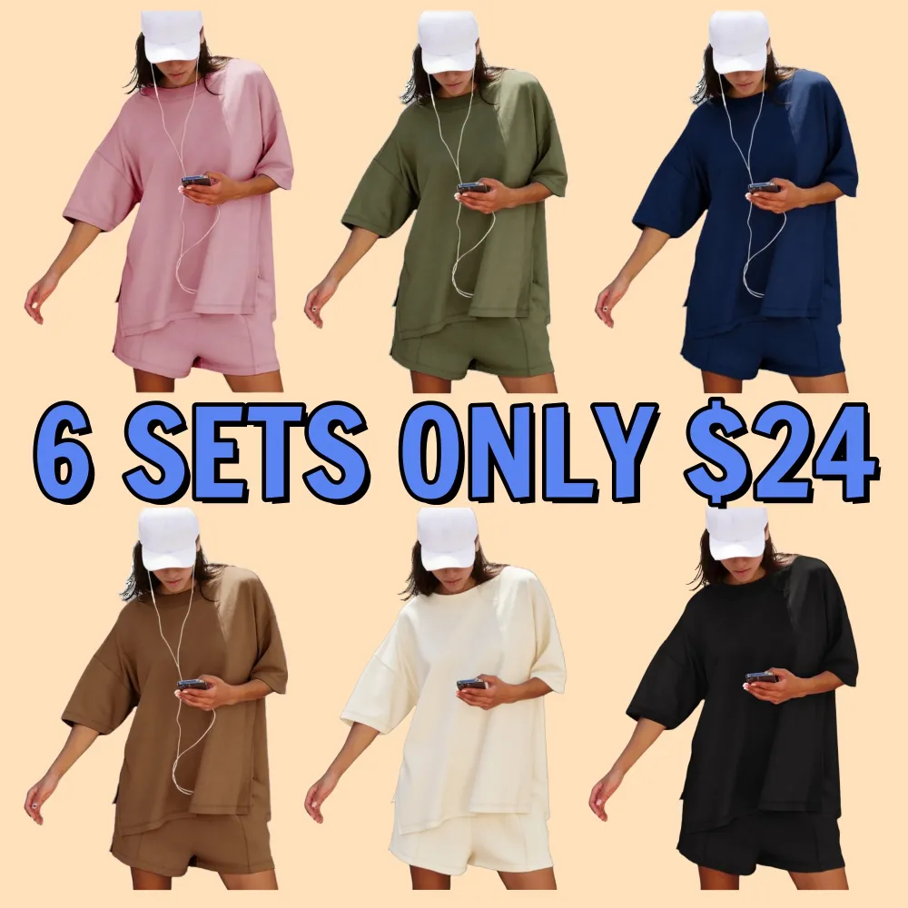 Women Lounge Sets Short Sleeve Cute Tops Shorts