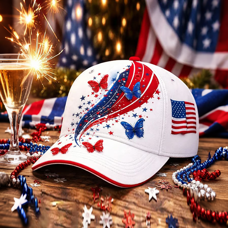 Unisex American Flag Independence Day Print Washed Baseball Cap