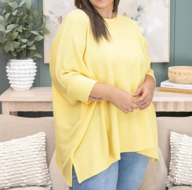 Raised Rib Easy-Fit Dolman 3/4 Sleeve Tunic