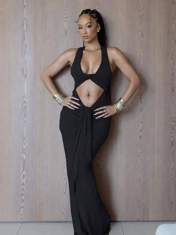 Women's twisted pleated vest dress