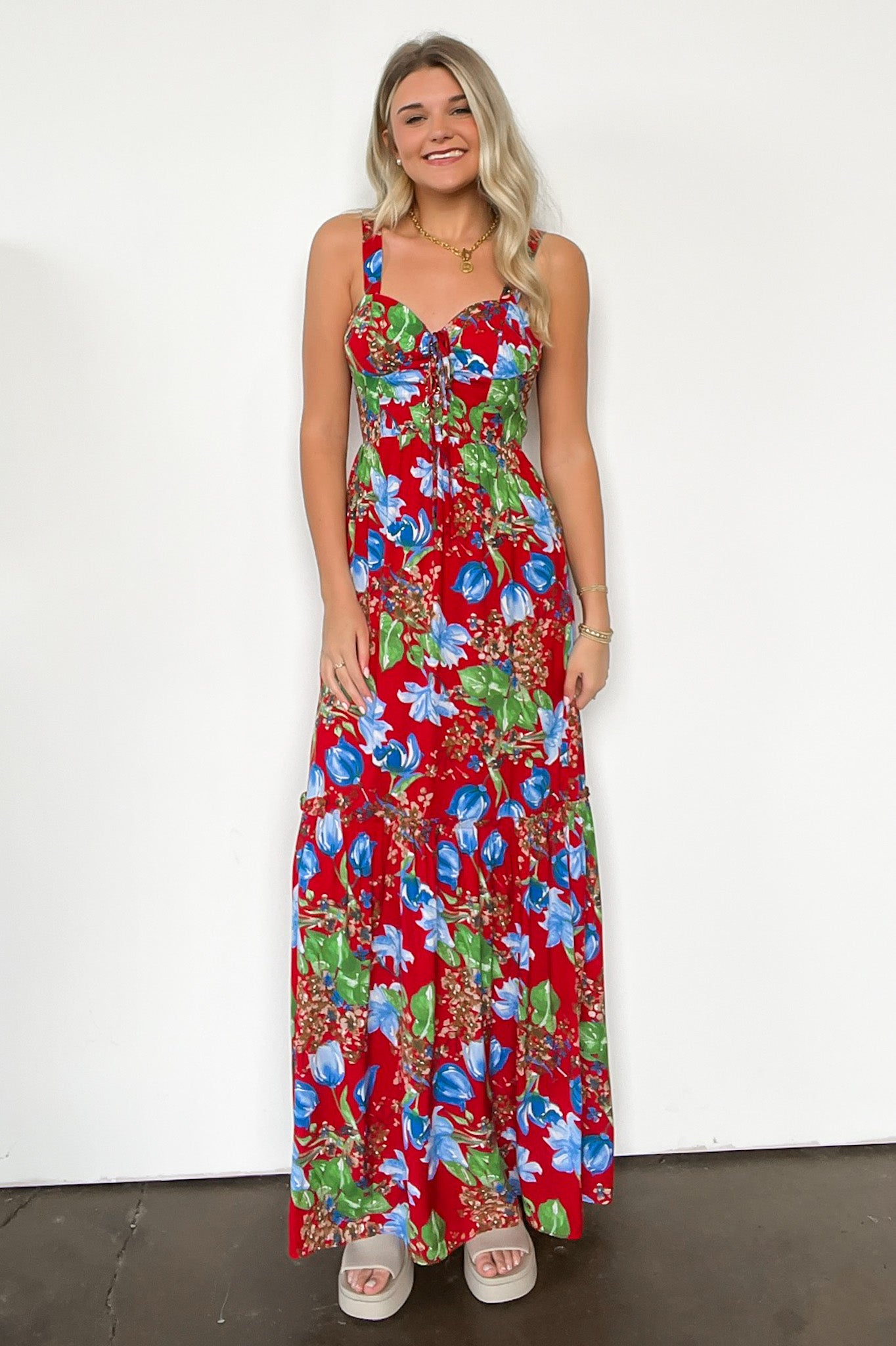 V-Neck Floral Maxi Dress