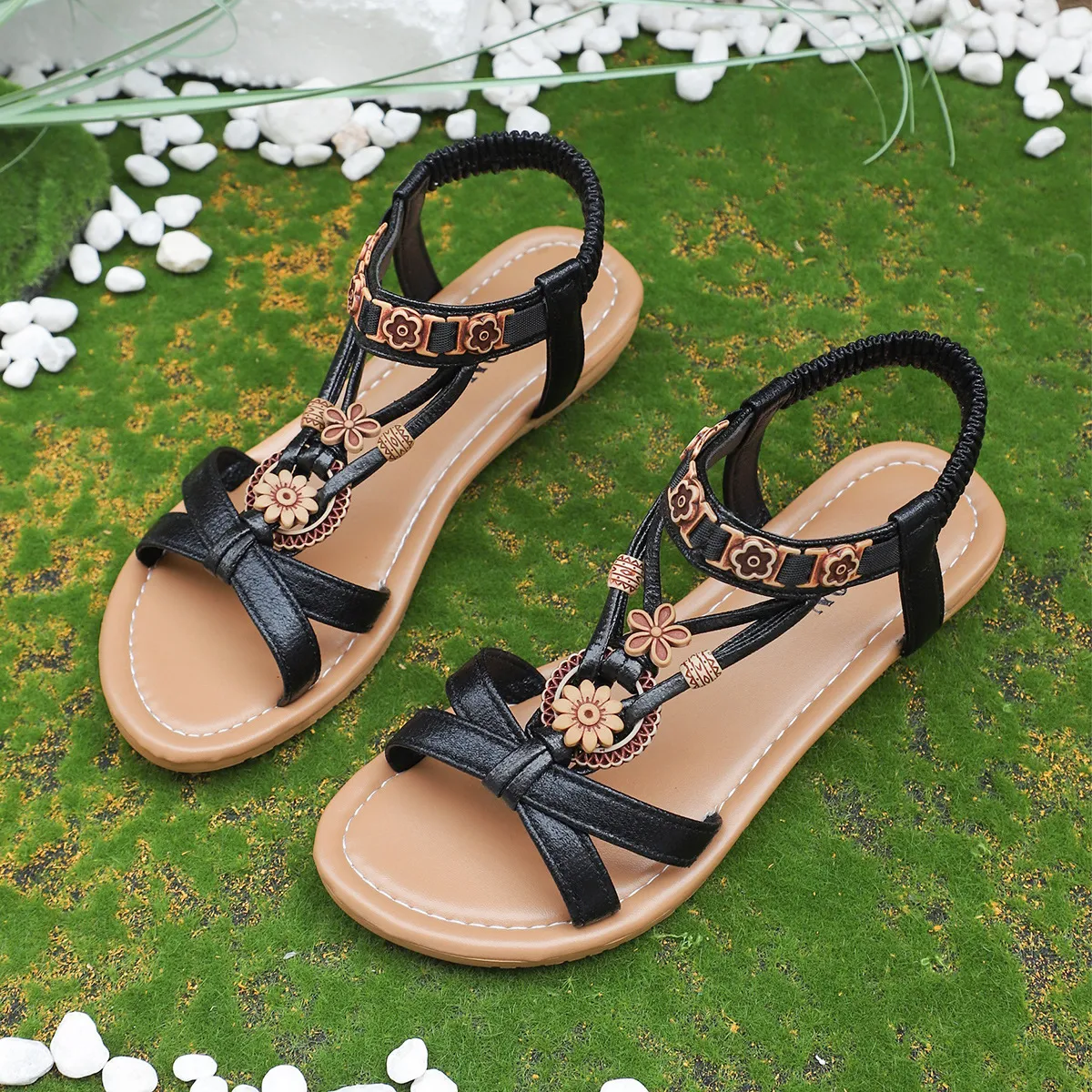 Open Toe Flats Sandals (2 color options)