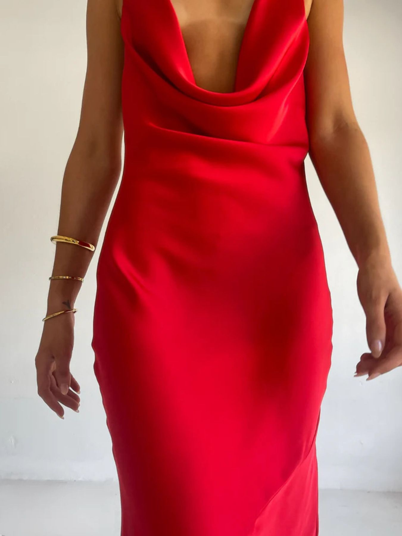 Halter Neck Satin Maxi Dress