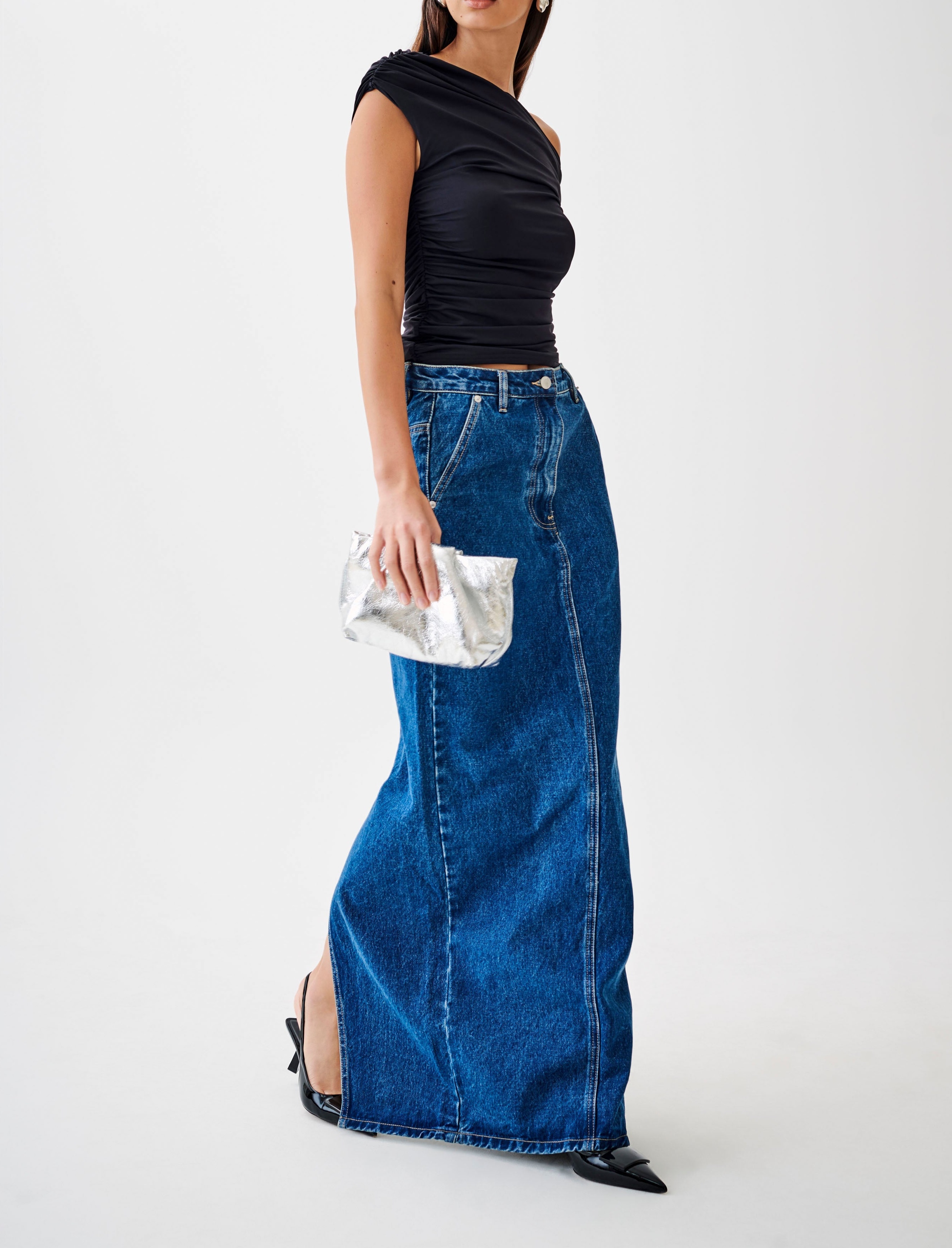 Black Slinky Ruched Top