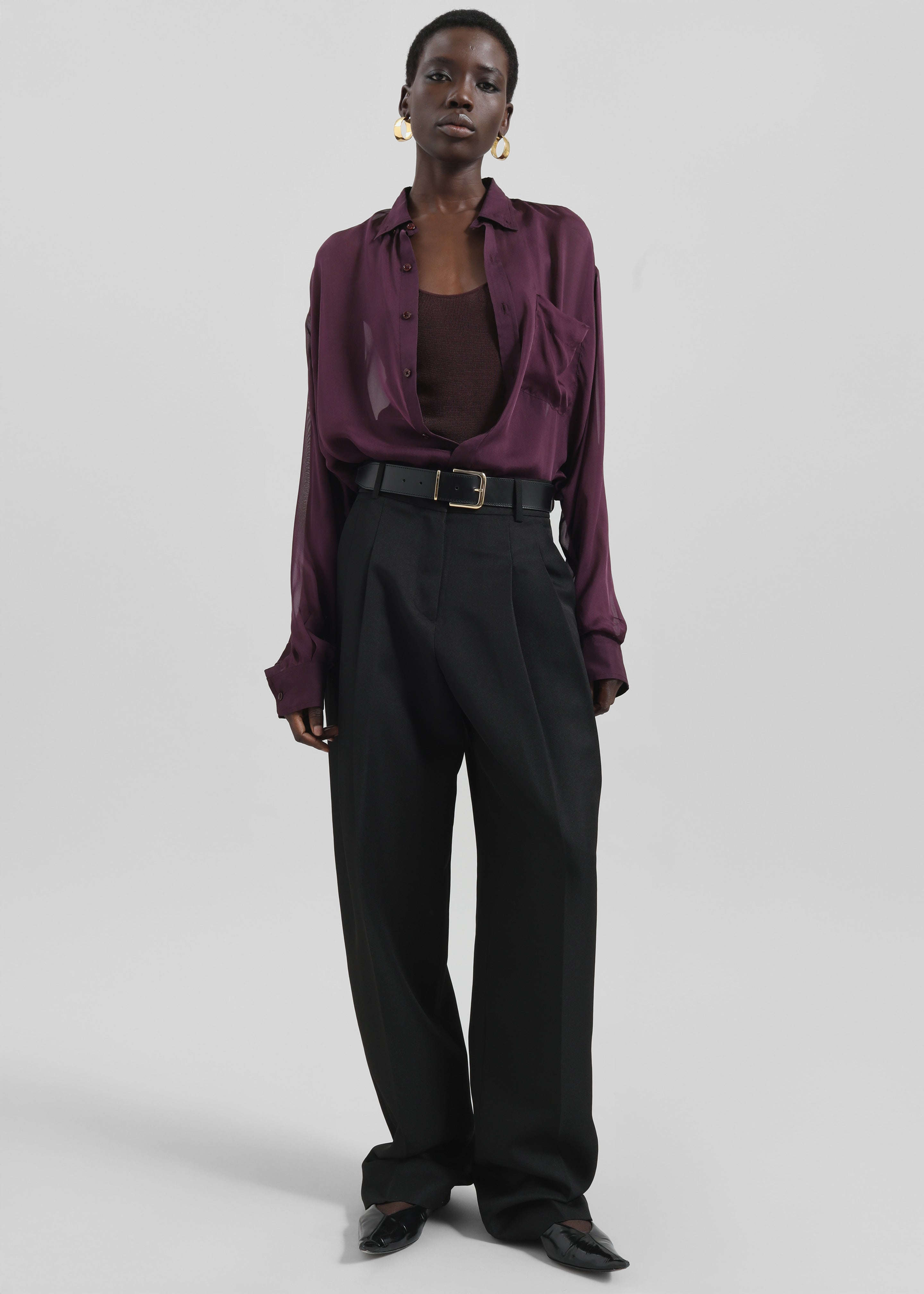 Gelso Pleated Twill Trousers - Black