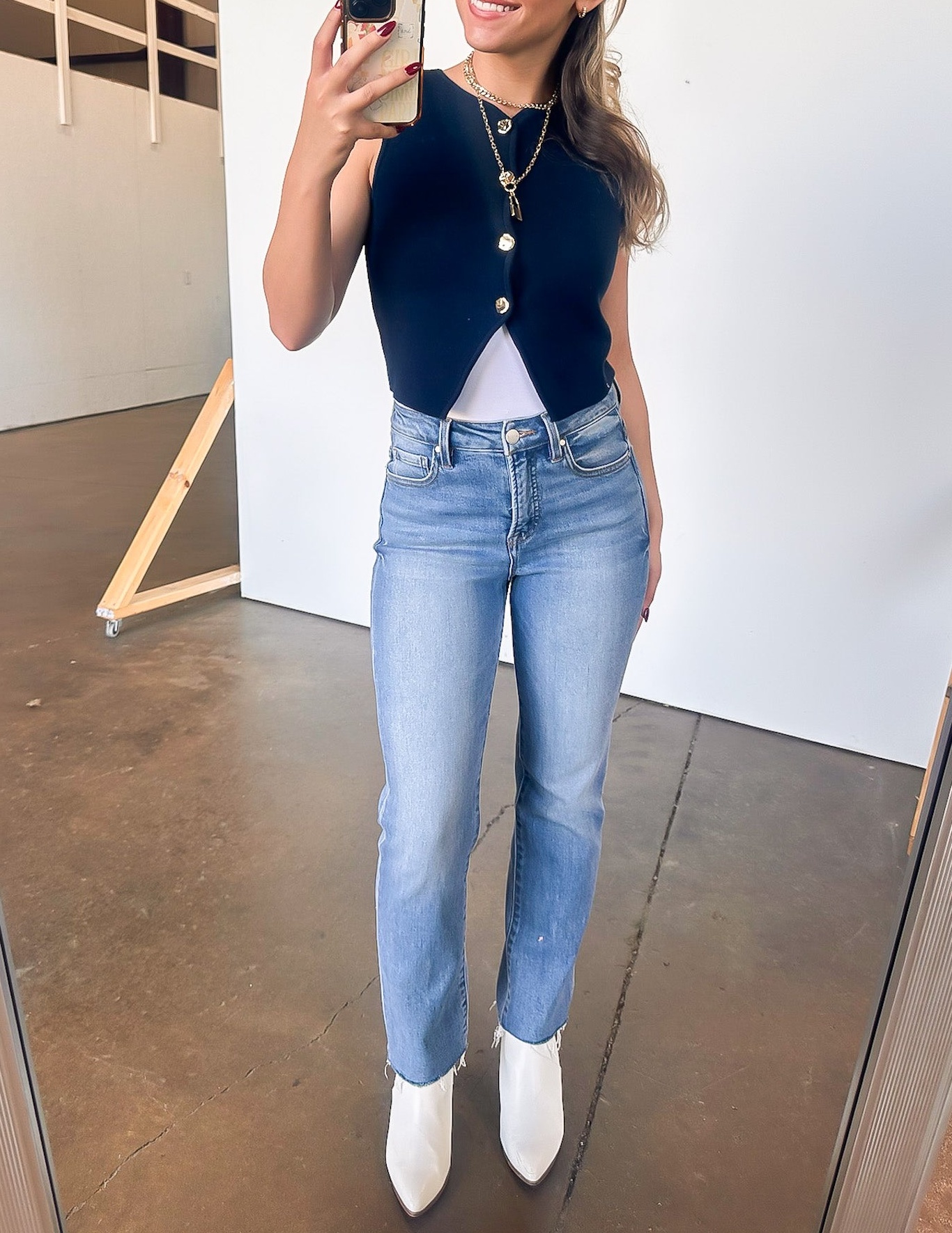 Down Split Hem Sweater Vest Top