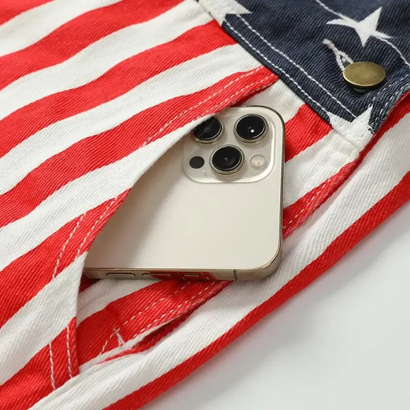 Yuanbang 4Th Of July American Flag Overalls For Men Women Stretchy Memorial Day Coveralls USA Patriotic Gifts For Couples, Father'S Day Romper Summer Menswear Womenswear