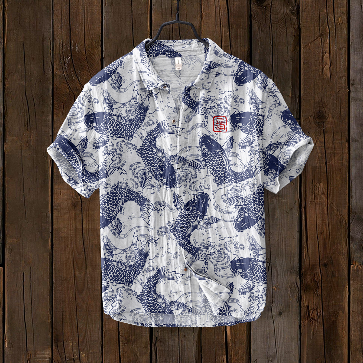 Vintage Fish Japanese Art Linen Blend Comfy Shirt