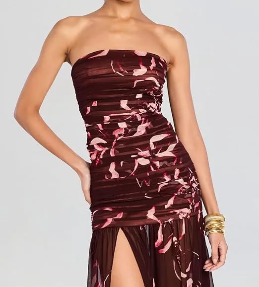 Women's Tube Top DressStrapless Backless High Slit Long Dress