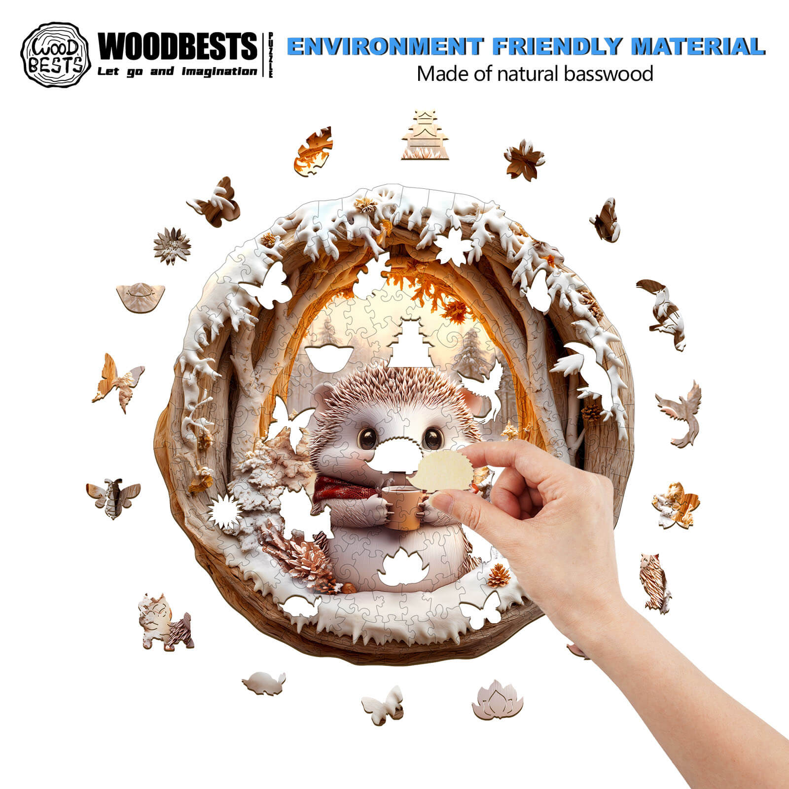 3D Cave Hedgehog Wooden Jigsaw Puzzle