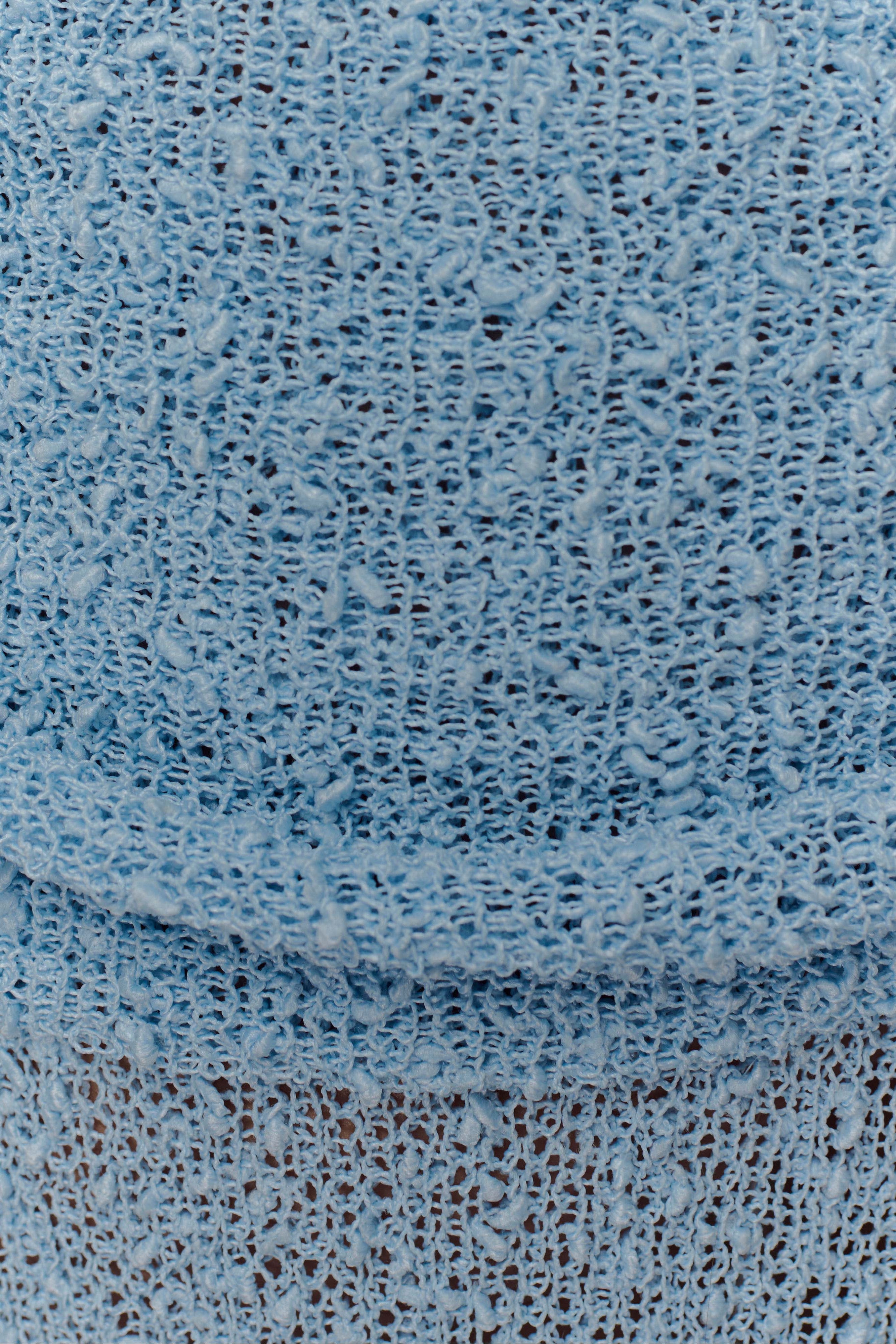 Blue Ruched Knit Maxi Skirt