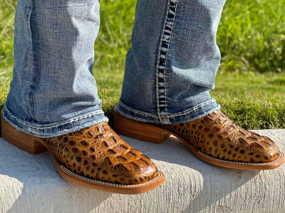Men’s Honey Crocodile Leather Boots With Brown Shaft