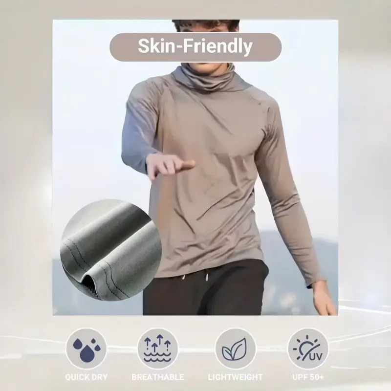 Men's Casual Hoodie Pullovers Slim Fit Long Sleeve Lightweight UPF 50+ Sun Protection