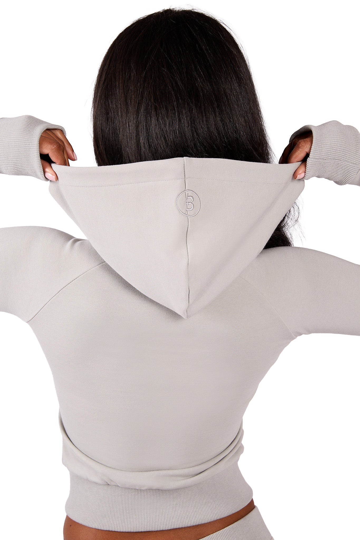 BODY KNITWEAR ZIP HOODIE (PALE GREY)