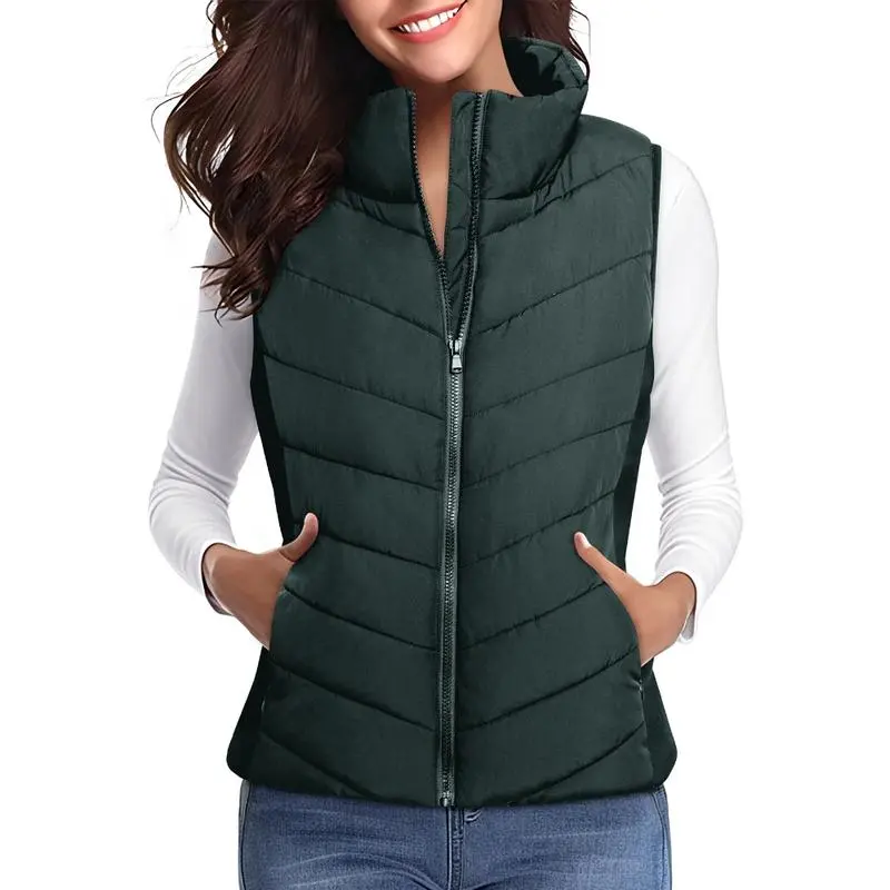 Puffer Vest Women Sleeveless Zip Up Outerwear