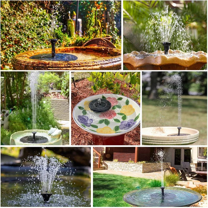 🎁Solar Fountain, Solar Powered Bird Bath Fountain Pump with 4 Nozzles 1.4W Solar Panel Kit Water Pump, Outdoor Watering Submersible Pump for Pond, Pool, Garden, Fish Tank