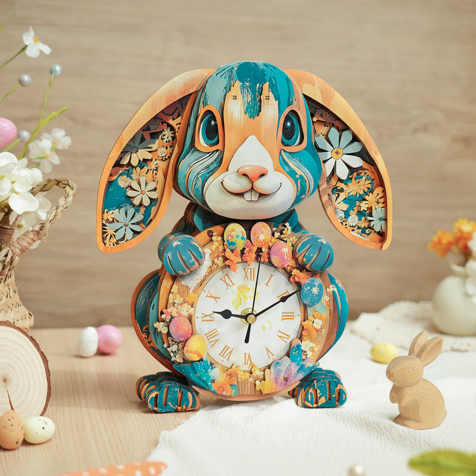 Rabbitâ€“ DIY Wooden Clock, 3D Puzzle Craft Kit