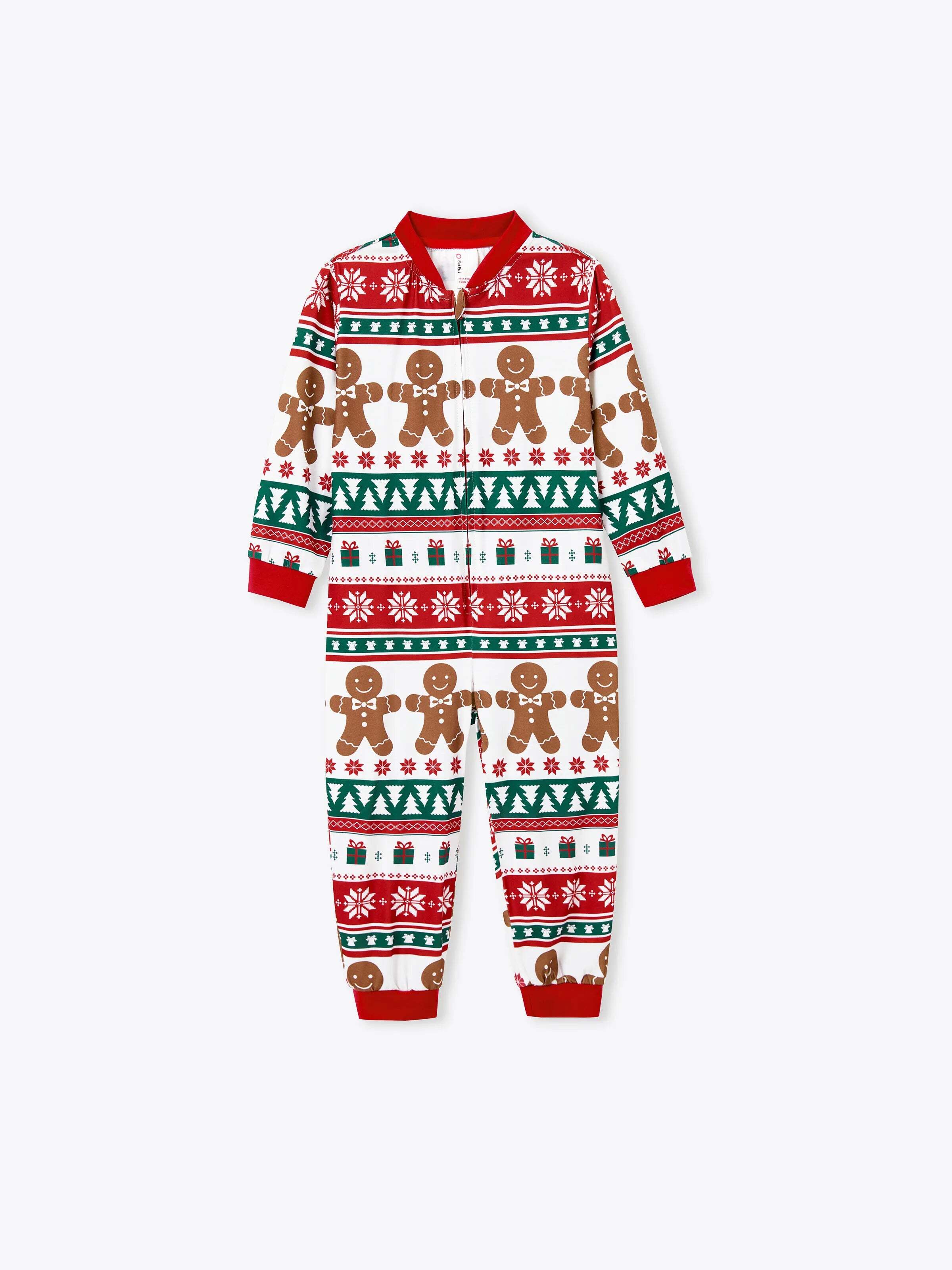 Christmas Matching Family Pajamas Set Gingerbread Christmas-theme Plaid Print PJS with Christmas Socks Red