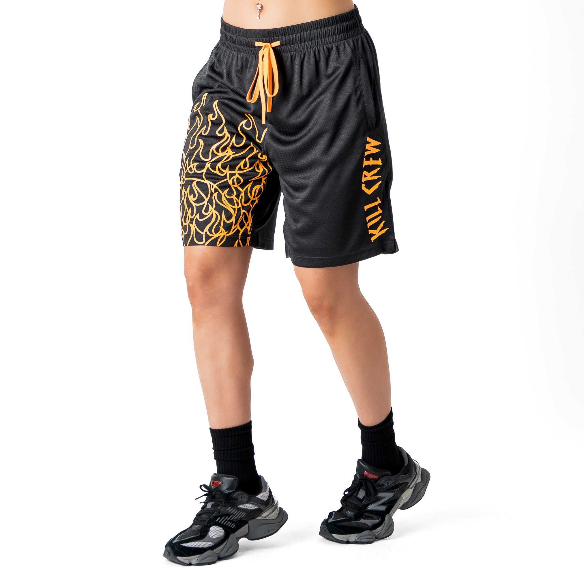 RELAXED CUT SHORTS FLAME - BLACK / ORANGE