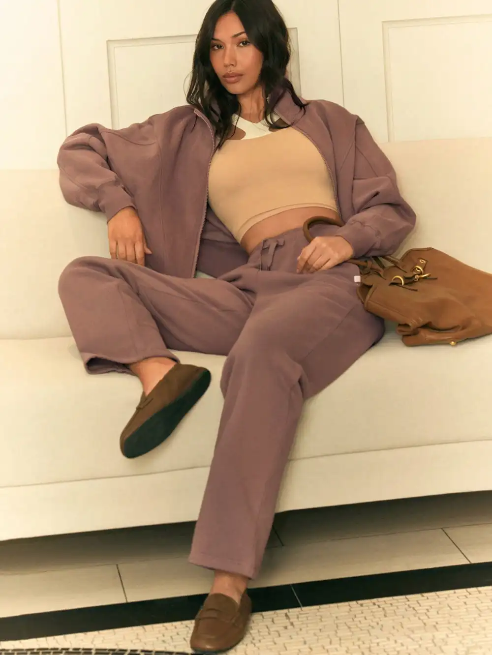 Everyday Fleece WarmthSoft Warm Lightweight Front Back Seam Detailing Pockets Batwing Sleeve High Neckline Full-Zip Jacket