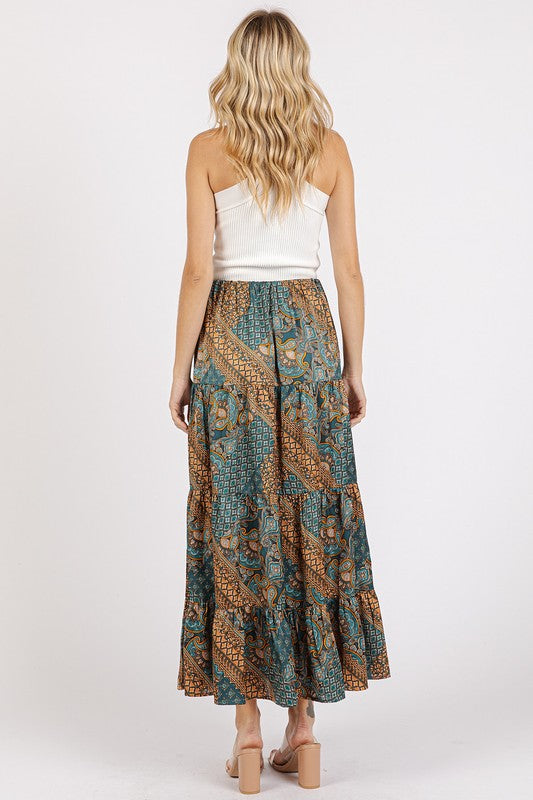 Mittoshop Paisley Patchwork Print Satin Maxi Skirt