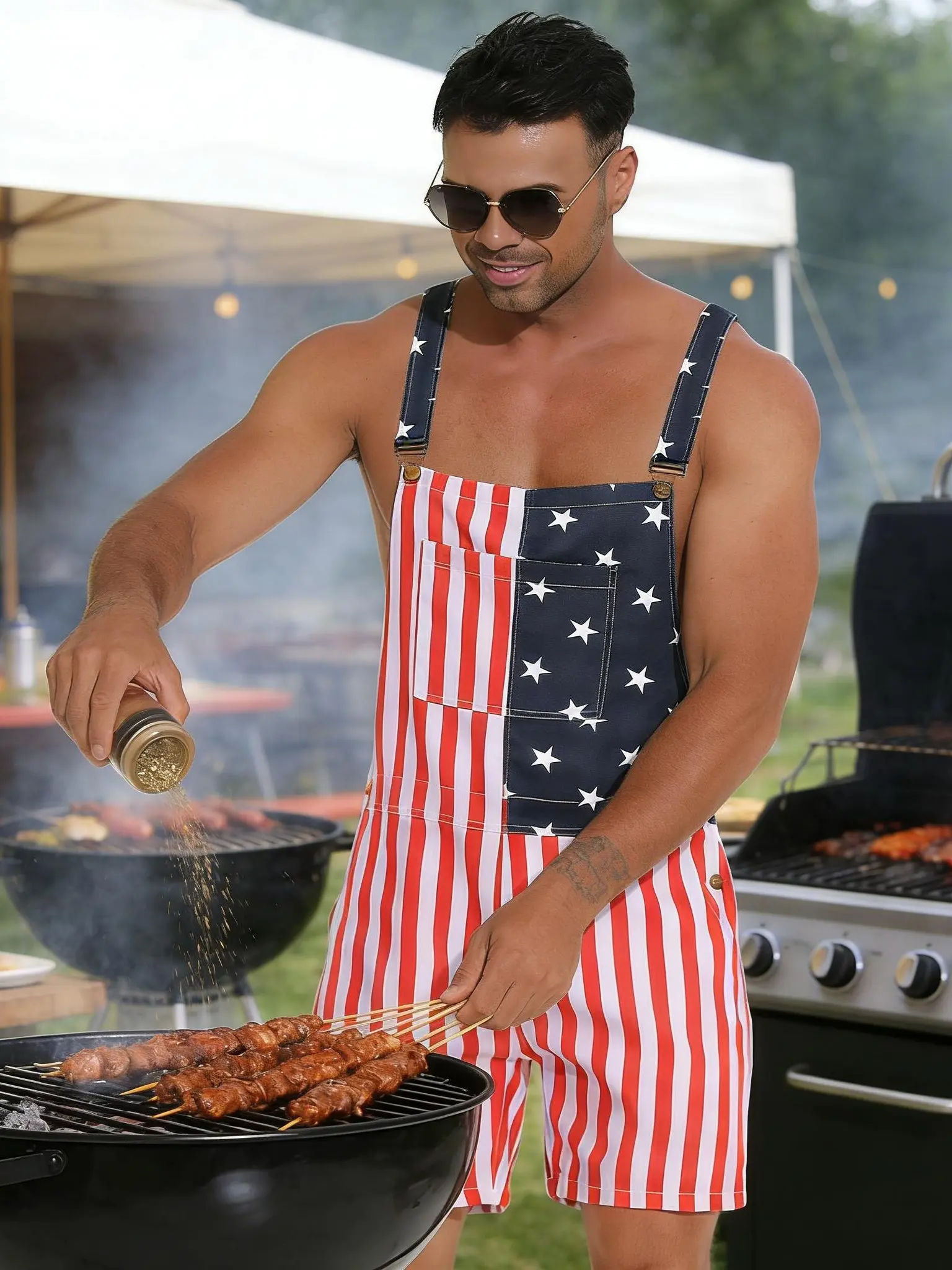 250th Anniversary Shorts 4th of July American Flag Overalls