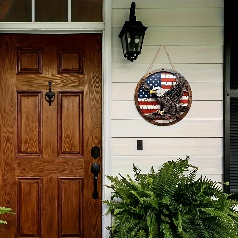 Patriotic Eagle Welcome Decorative Wooden Door Sign