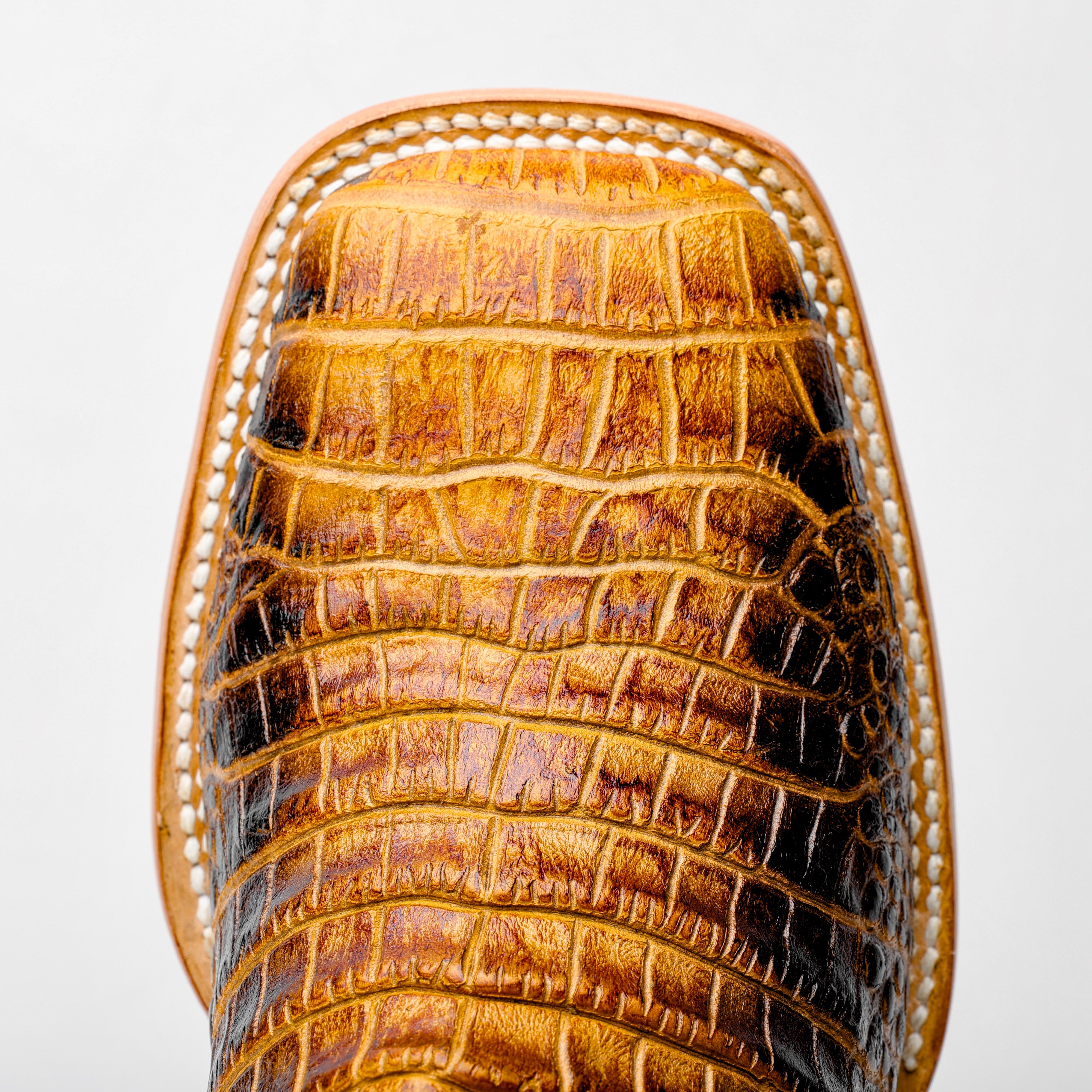 Two-Tone Caiman Belly Leather Boots - Square Toe