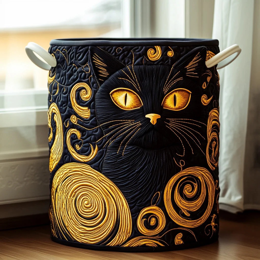 Cat Quilted Laundry Basket – 2026 New 3D Textured Craft Design