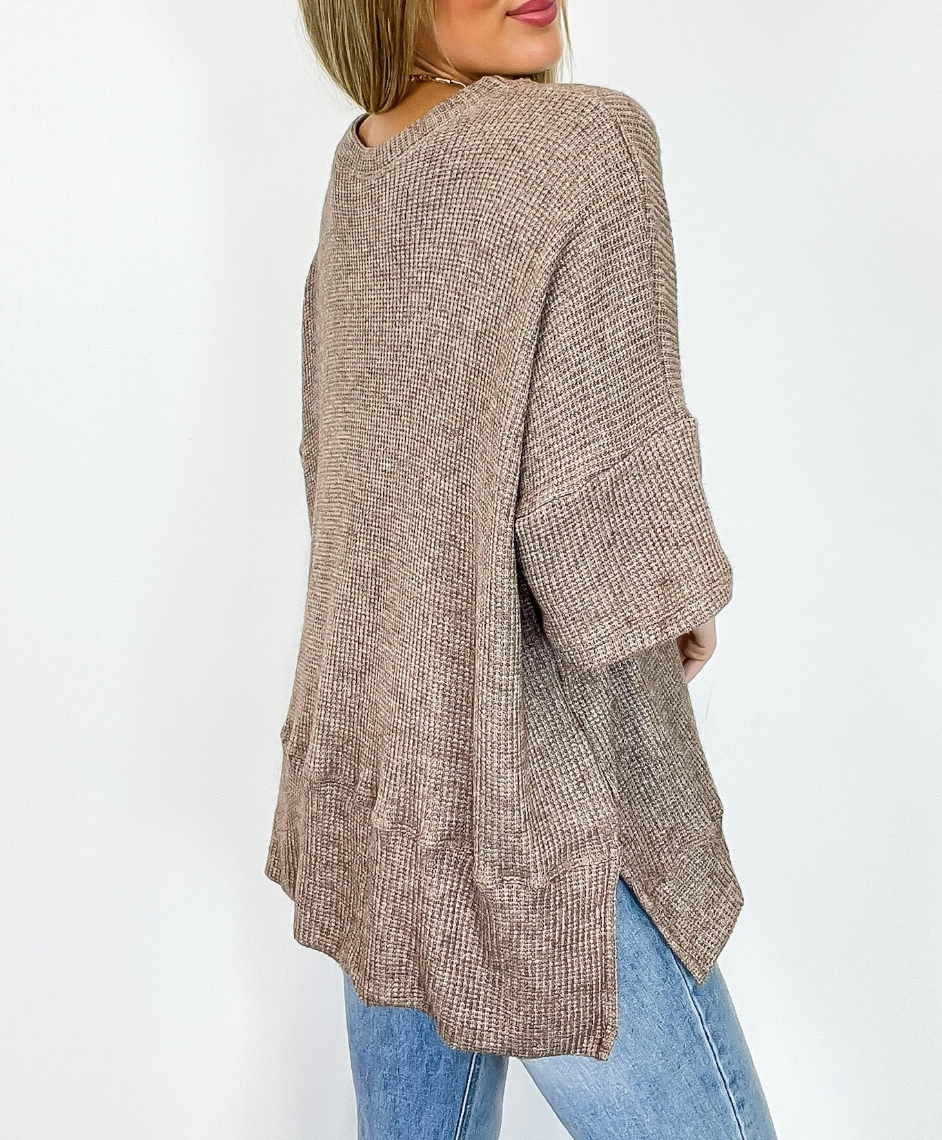 Waffle Knit Oversized Top