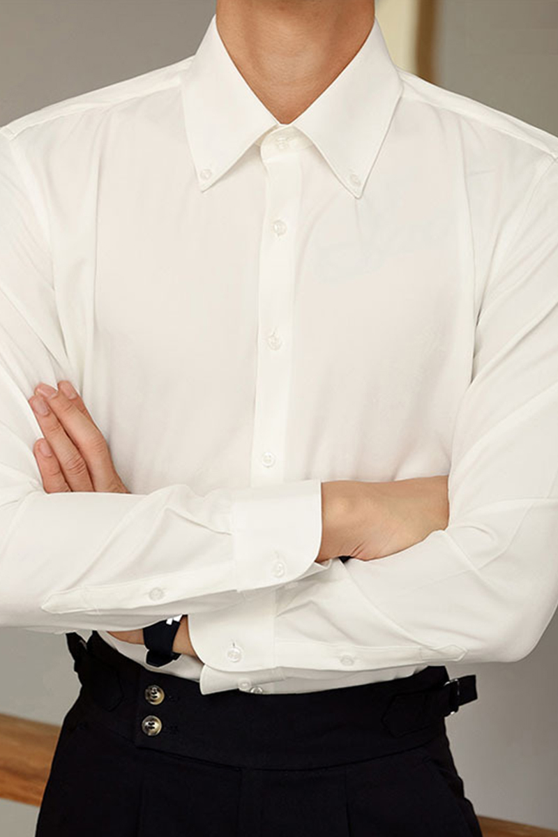 Men's Business Casual Classic Solid Color Stand Collar Shirt