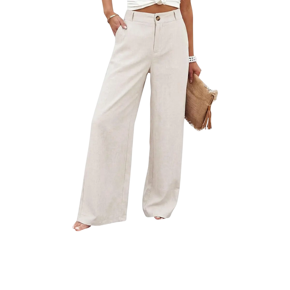 🌿 Women's High-Waisted Wide-Leg Linen Pants - Summer Casual Comfort