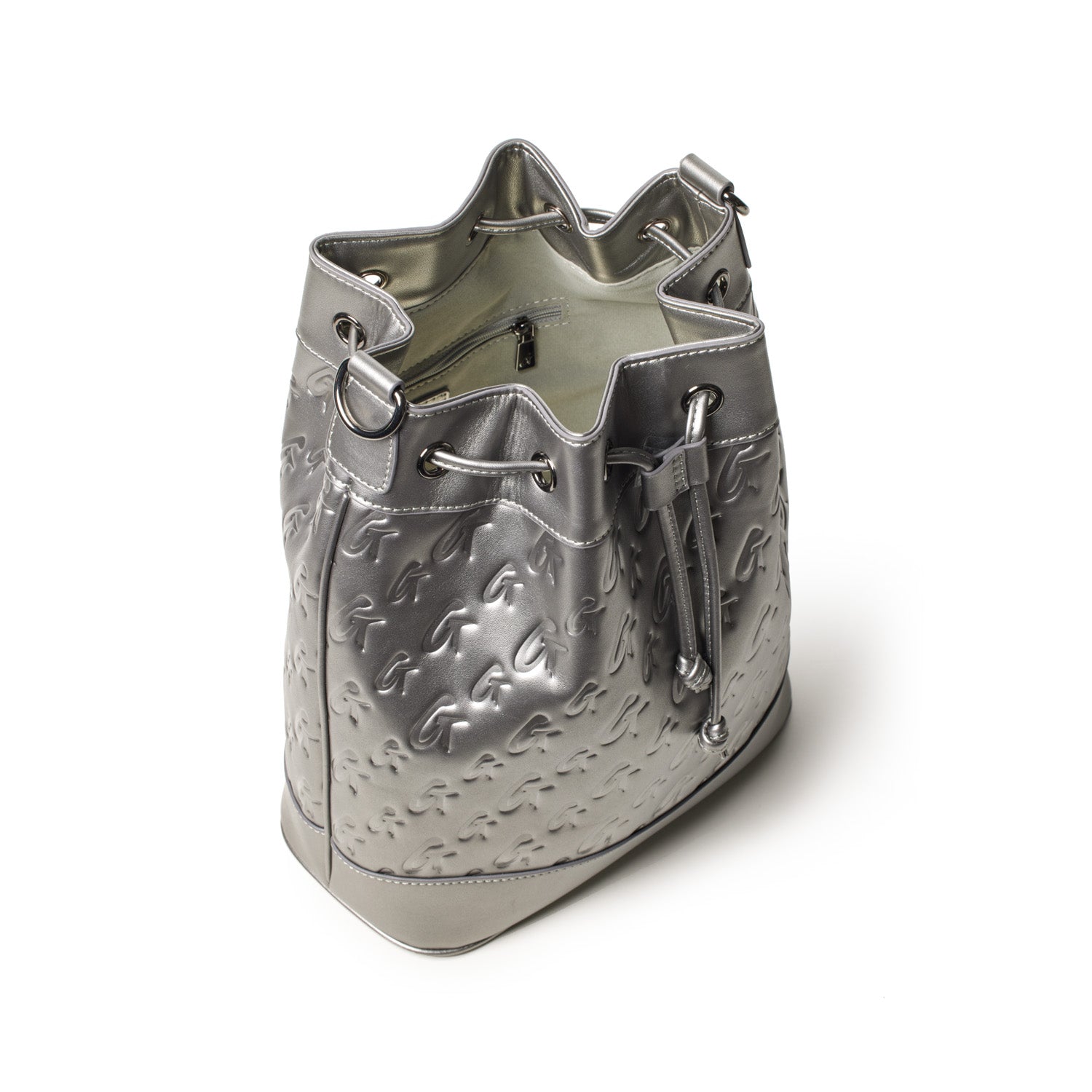 LARGE MONOGRAM BUCKET BAG - PLATINUM
