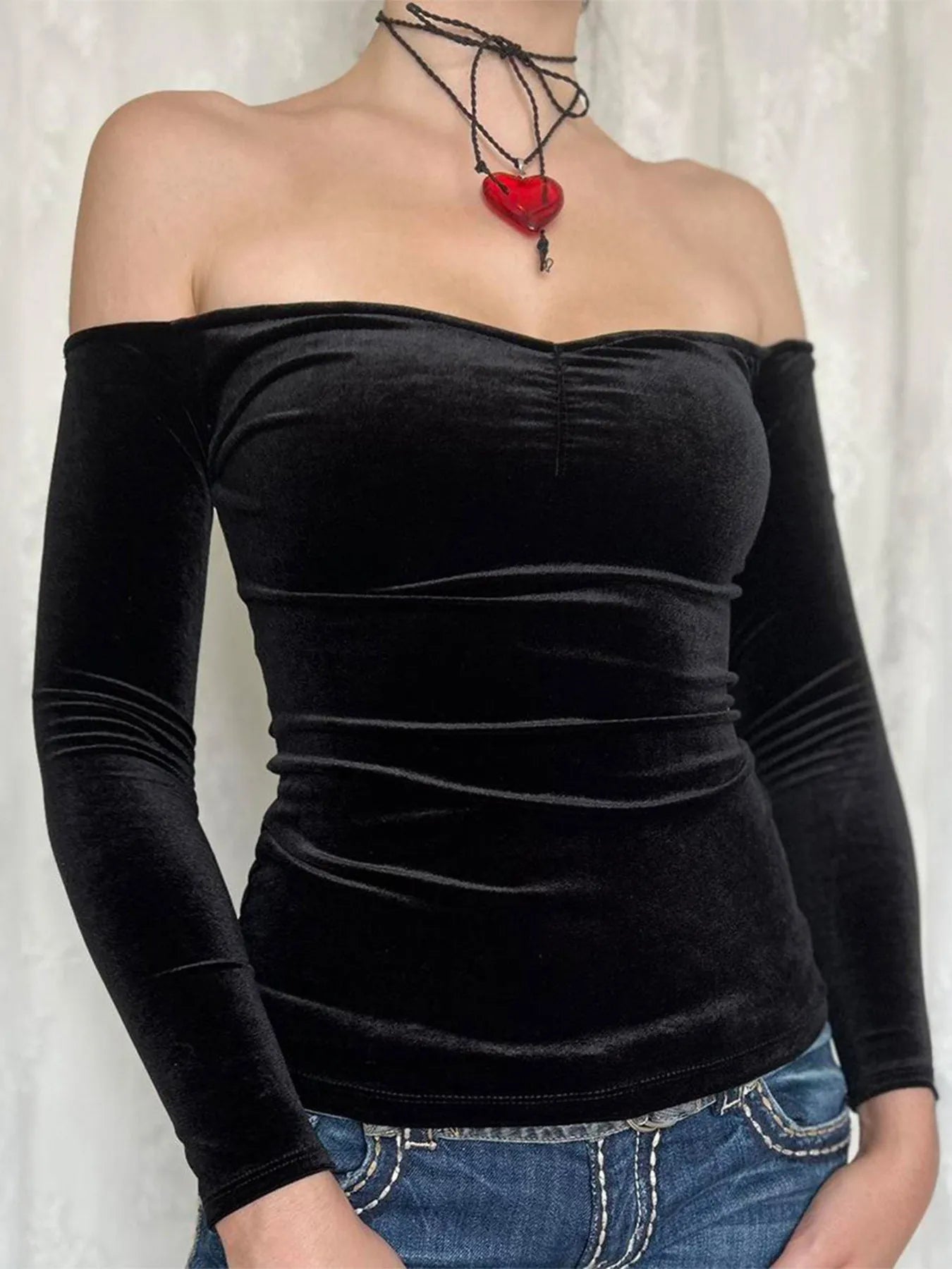 Off-Shoulder Long Sleeve Top