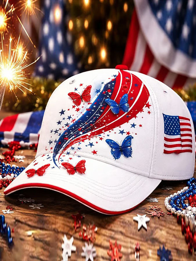 Unisex American Flag Independence Day Print Washed Baseball Cap