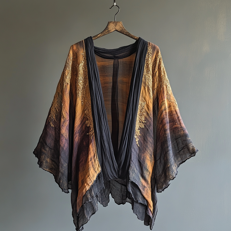 Summer Fun Feather Print Chiffon Cardigan 9711