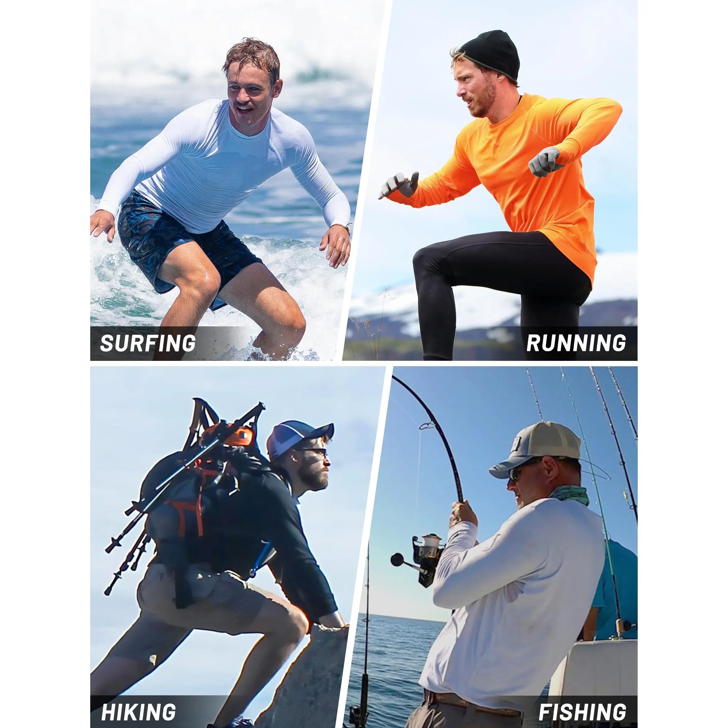 8 Pack Men's UPF 50+ Long Sleeves Shirts Quick Dry Lightweight Summer Sportswear Tops