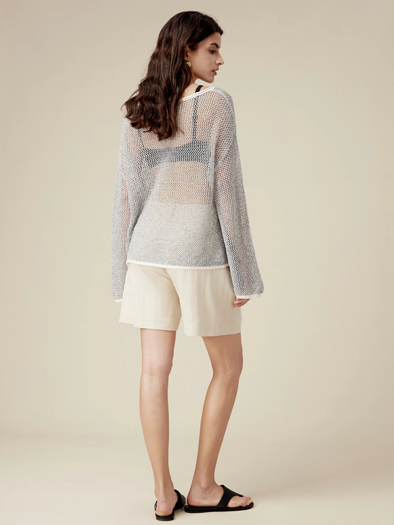 Linen Crochet Hollow Out Top