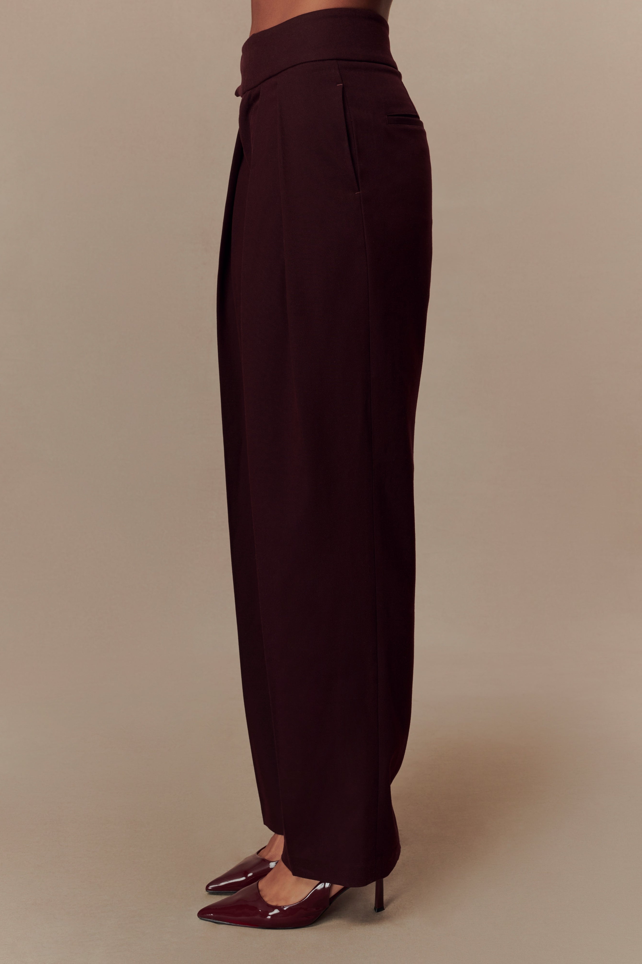 Mahogany Pleated High Waisted Pants
