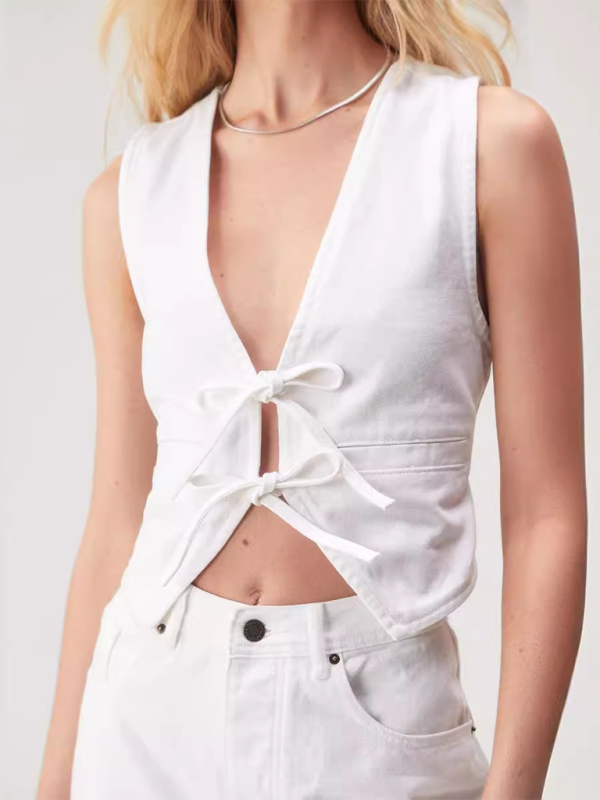 Hot Girl Denim Deep V Vest