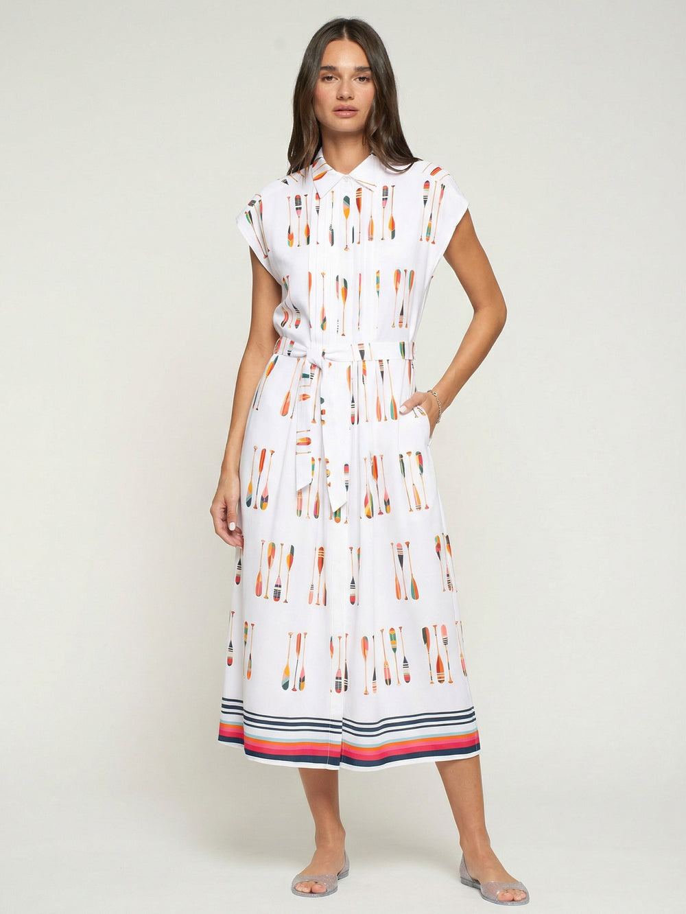 Jaretas Pleated Shirt Dress in Oars