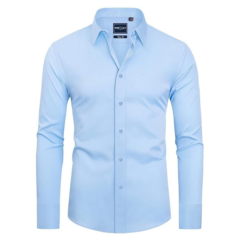 Men's Slim Fit Stain-Resistant Dress Shirts – Long Sleeve Button